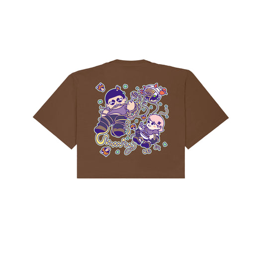 Chunkyween Haunted Noodles Cropped T-Shirt - Brown