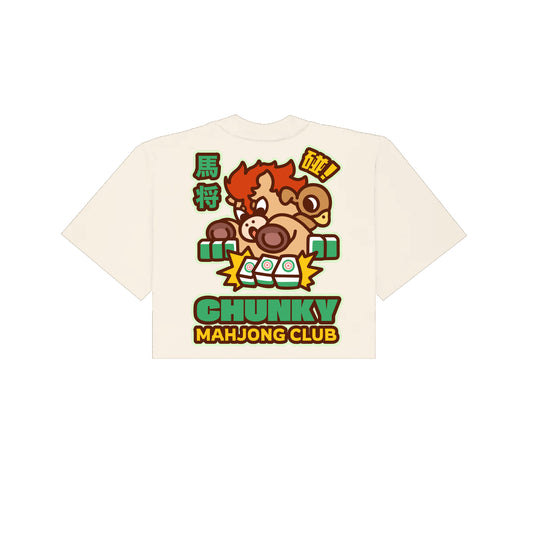 Chunky Ma Jong Mahjong Club Cropped T-Shirt - Cream