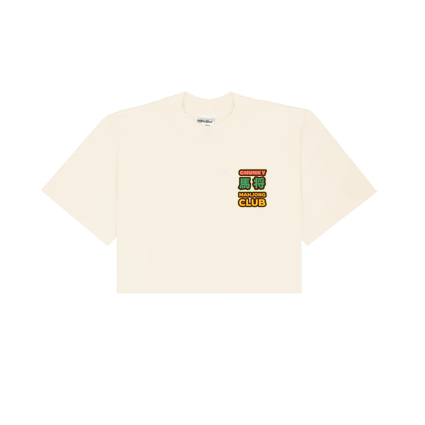 Chunky Ma Jong Mahjong Club Cropped T-Shirt - Cream