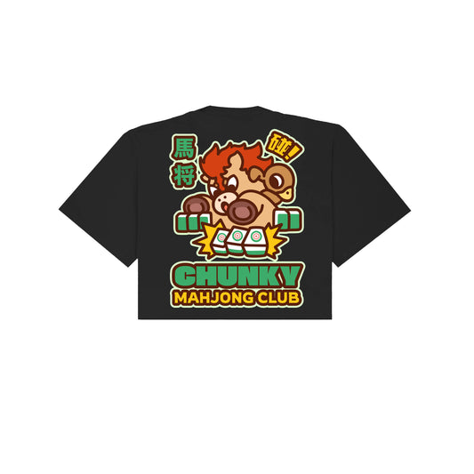 Chunky Ma Jong Mahjong Club Cropped T-Shirt - Black