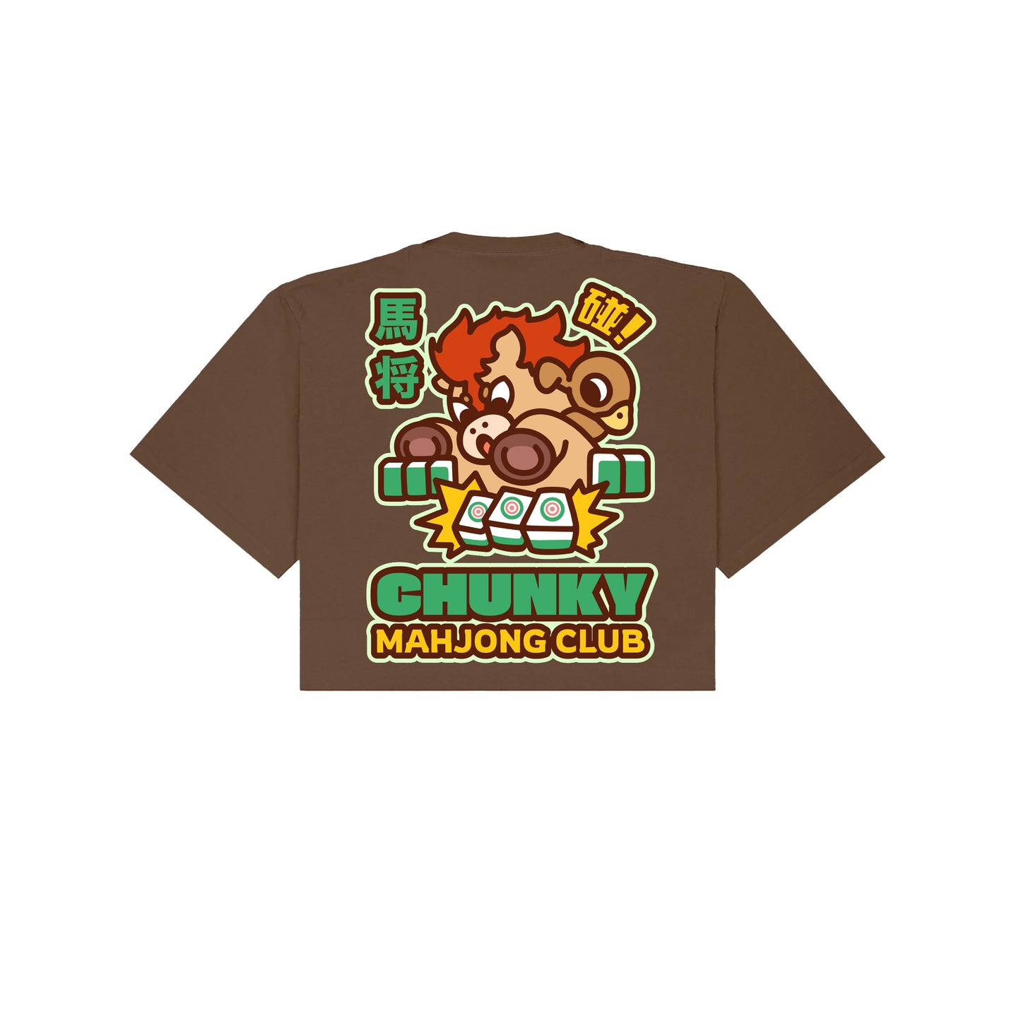 Chunky Ma Jong Mahjong Club Cropped T-Shirt - Brown