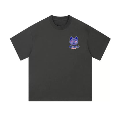 Chunky Moon XO Holding Mid-Cropped T-Shirt - Dark Grey