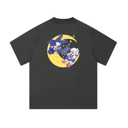 Chunky Moon XO Flying Mid-Cropped T-Shirt - Dark Grey