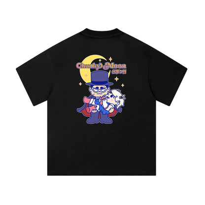 Chunky Moon XO Holding Mid-Cropped T-Shirt - Black