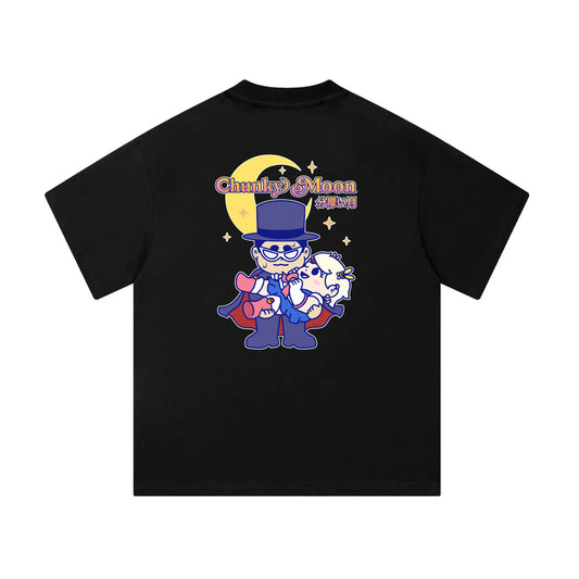 Chunky Moon XO Holding Mid-Cropped T-Shirt - Black