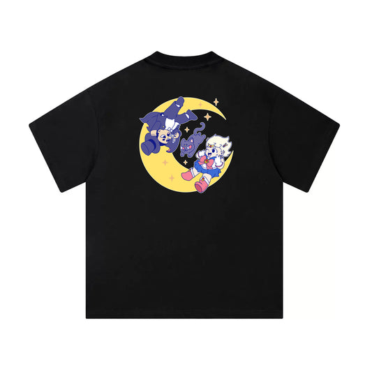 Chunky Moon XO Flying Mid-Cropped T-Shirt - Black
