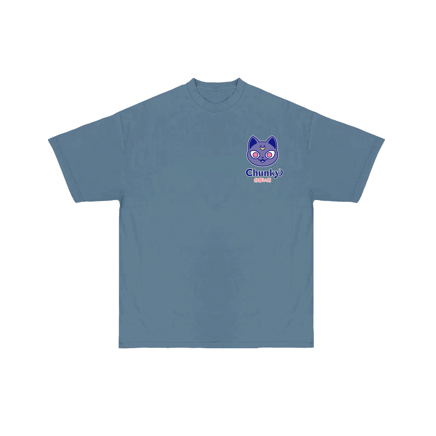 Chunky Moon XO Holding T-Shirt - Denim Blue