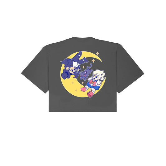 Chunky Moon XO Flying Cropped T-Shirt - Shadow