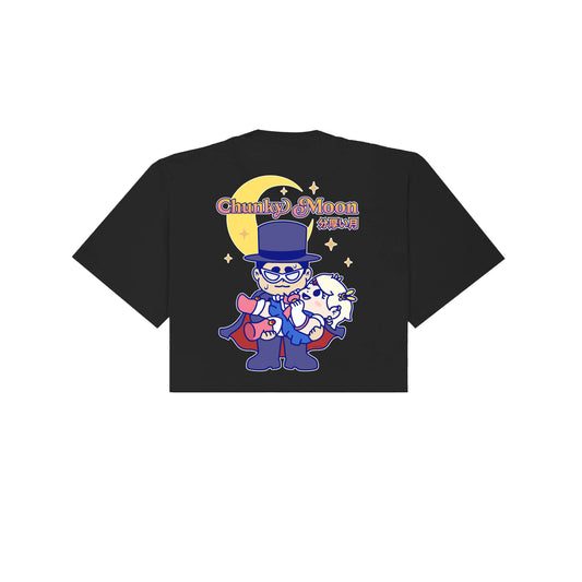 Chunky Moon XO Holding Cropped T-Shirt - Black