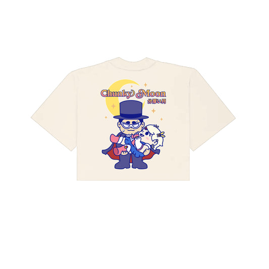 Chunky Moon XO Holding Cropped T-Shirt - Cream