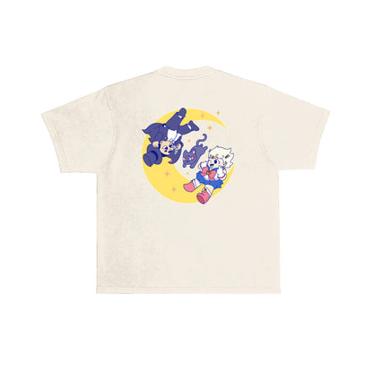 Chunky Moon XO Flying T-Shirt - Cream