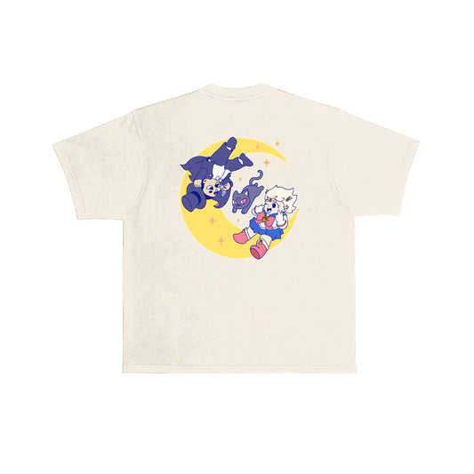 Chunky Moon XO Flying T-Shirt - Cream