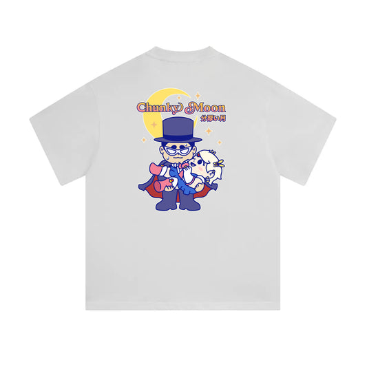 Chunky Moon XO Holding Mid-Cropped T-Shirt - White