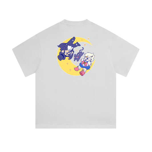 Chunky Moon XO Flying Mid-Cropped T-Shirt - White