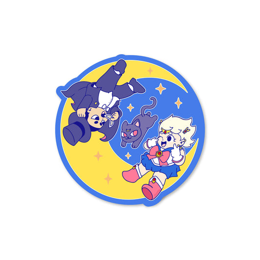 Chunky Moon XO Flying Sticker
