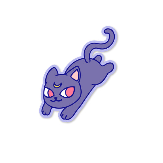 Chunky Moon XO Cat Jumping Sticker