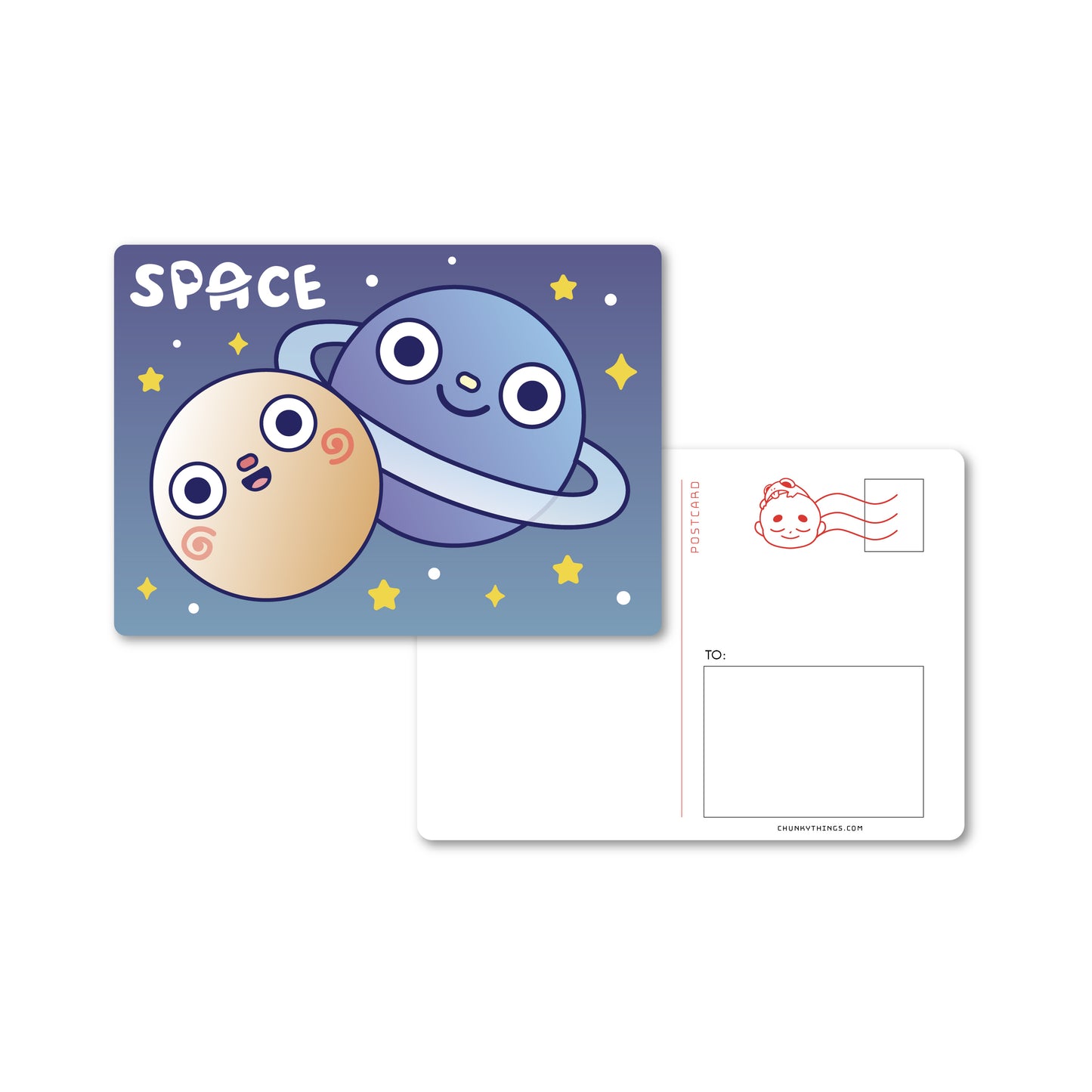 Mars and Neptune in Space Postcard