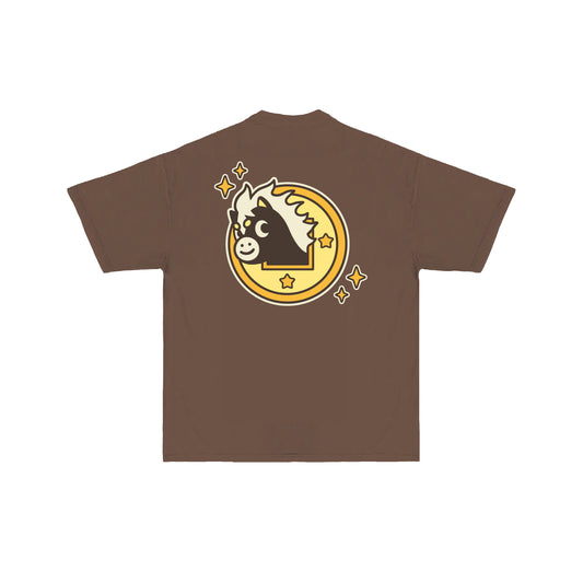Chunky Lucky Horse Coin T-Shirt - Brown