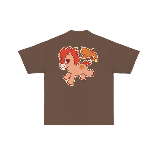 Chunky Fire Horse and Duck Ya T-Shirt - Brown