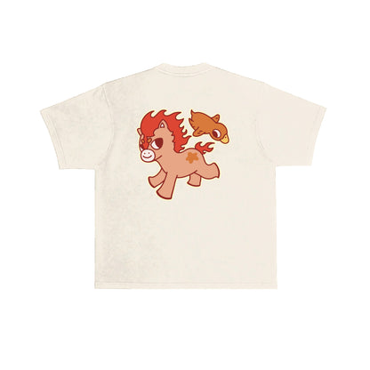 Chunky Fire Horse and Duck Ya T-Shirt - Egg-White