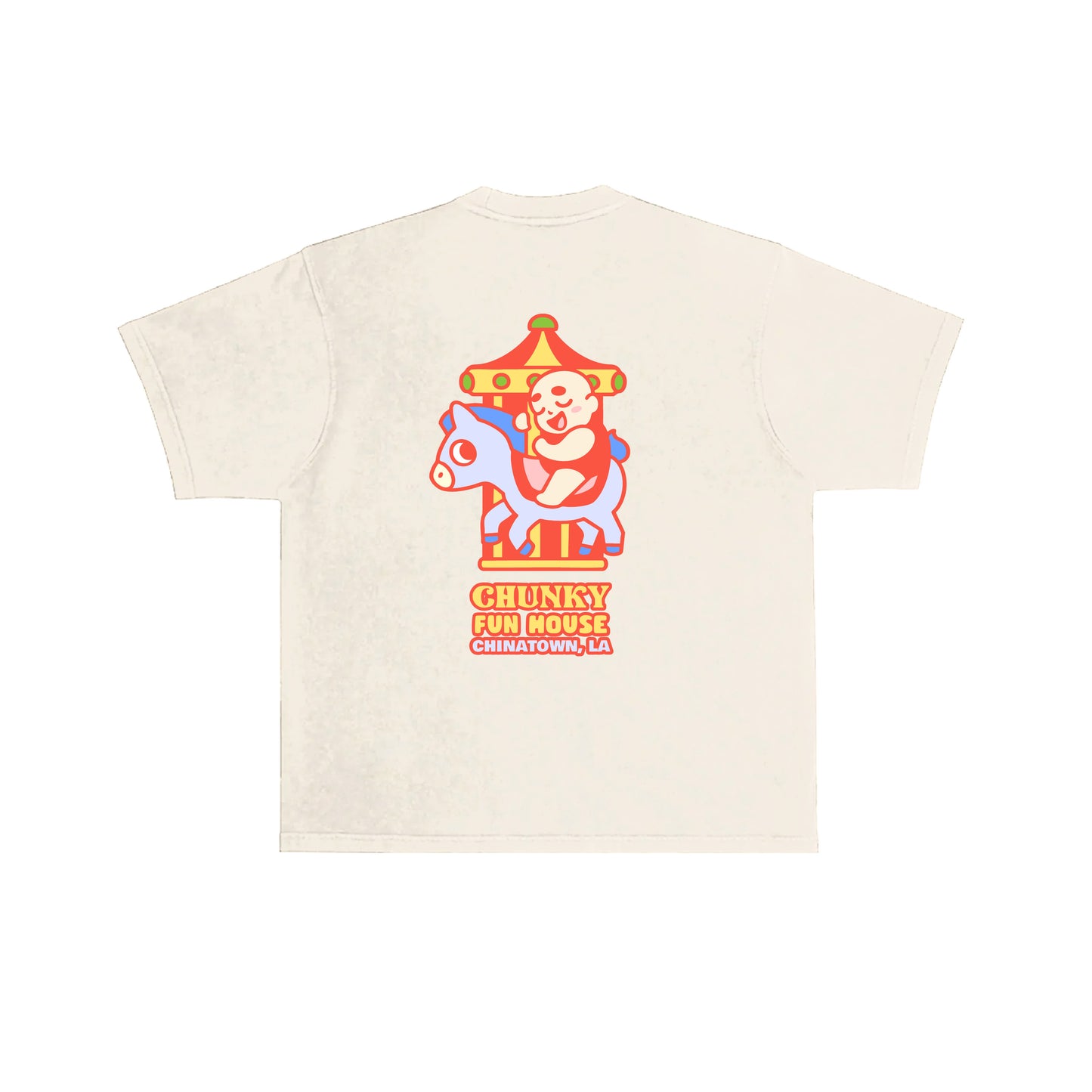 Chunky Baby Horse Carousel T-Shirt - Egg-White