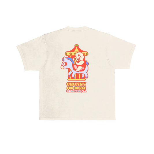 Chunky Baby Horse Carousel T-Shirt - Egg-White