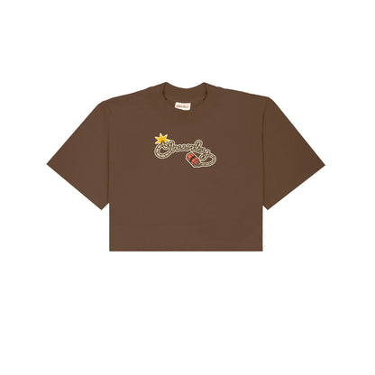 Chunky Lucky Horse Coin Cropped T-Shirt - Brown