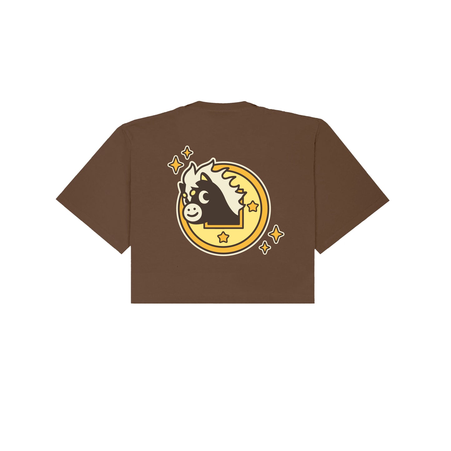 Chunky Lucky Horse Coin Cropped T-Shirt - Brown