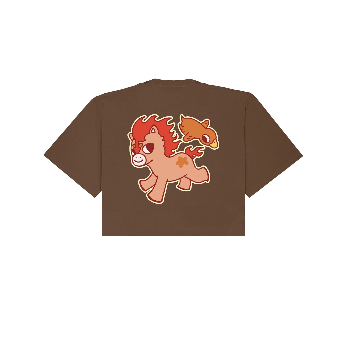 Chunky Fire Horse and Duck Ya Cropped T-Shirt - Brown