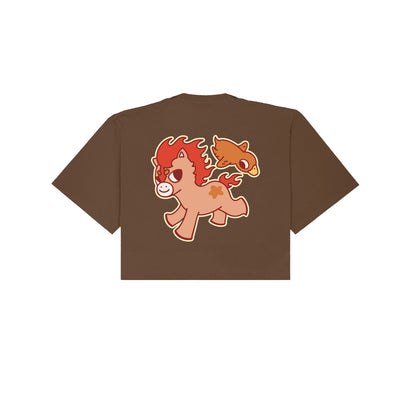 Chunky Fire Horse and Duck Ya Cropped T-Shirt - Brown