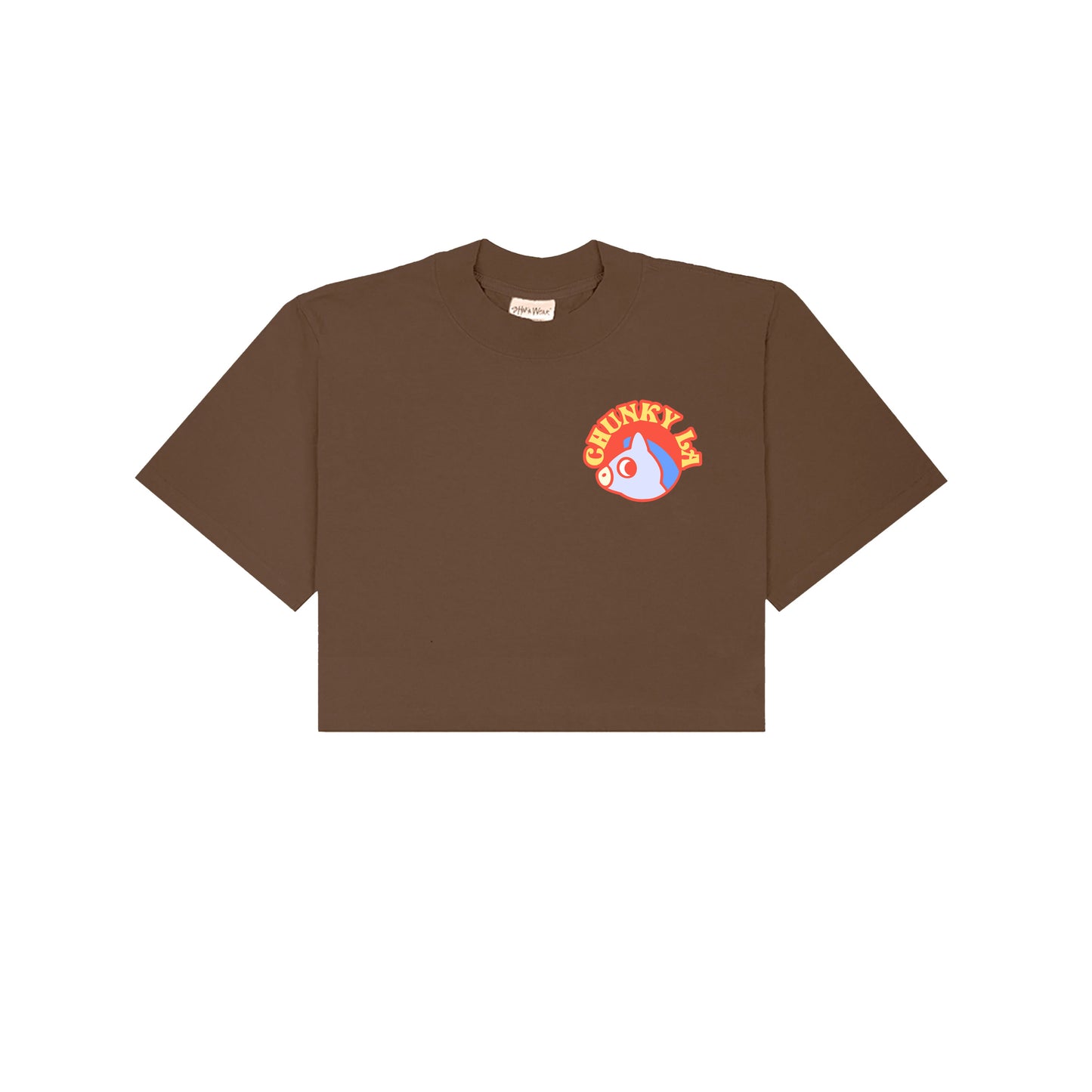 Chunky Baby Horse Carousel Cropped T-Shirt - Brown