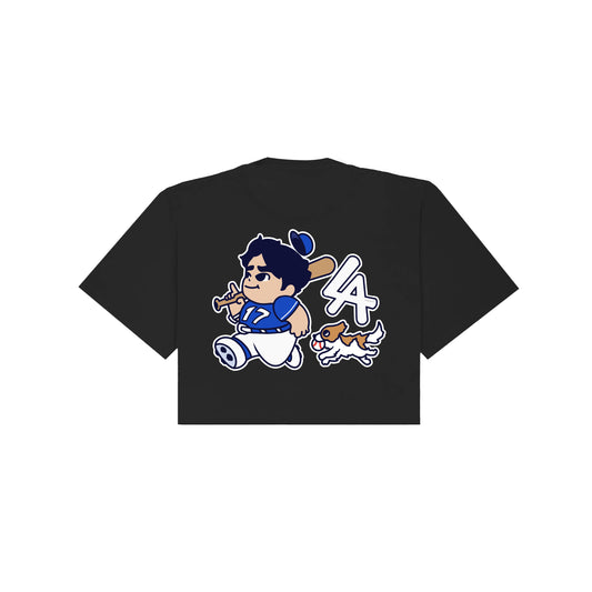 Chunkytani Blue Away Cropped T-Shirt - Black