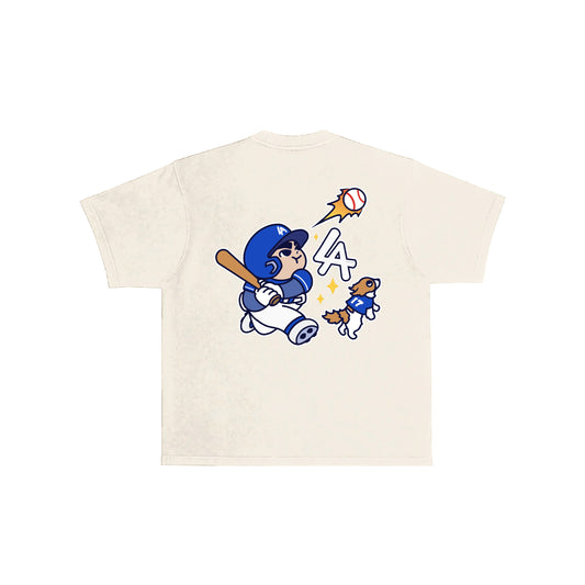 Chunkytani Slugger Blue Away T-Shirt - Cream