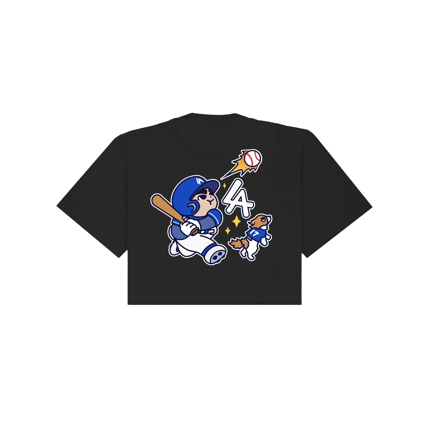 Chunkytani Slugger Blue Away Cropped T-Shirt - Black