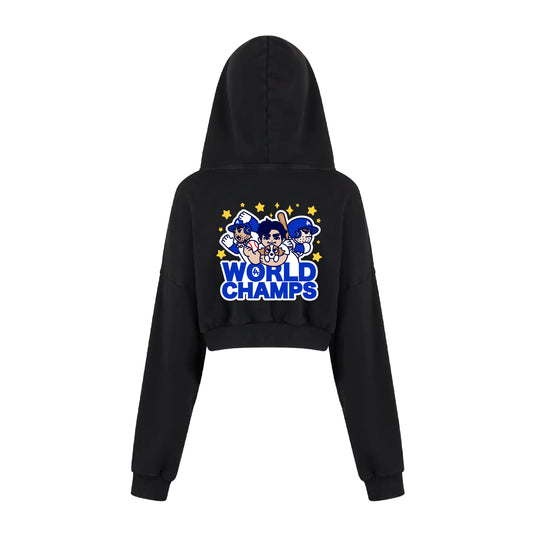 Chunky World Champs Cropped Hoodie - Black - PREORDER