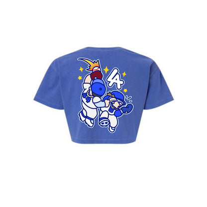 Chunkytani Players Crash Out Cropped T-Shirt - Vintage Blue