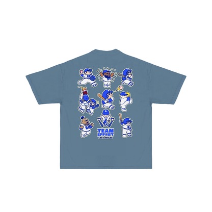 Chunkytani Team Effort Players Grid T-Shirt - Denim Blue