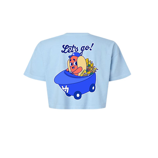 Chunkytani Dogders Snack Car Cropped T-Shirt - Light Blue