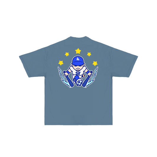 Chunkytani Tommy Two Hands T-Shirt - Denim Blue