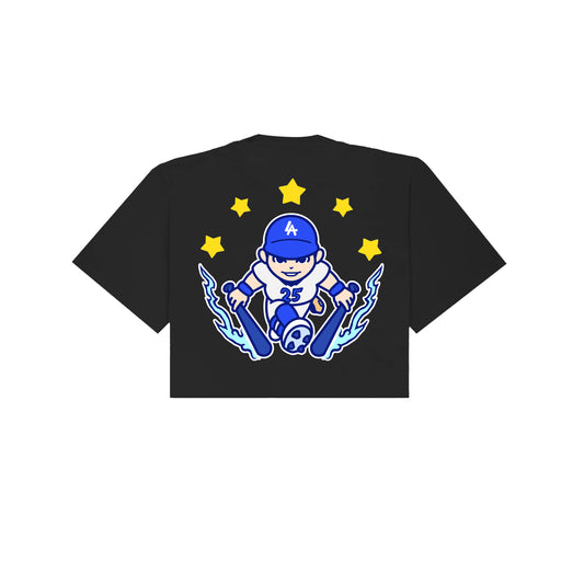 Chunkytani Tommy Two Hands Cropped T-Shirt - Black