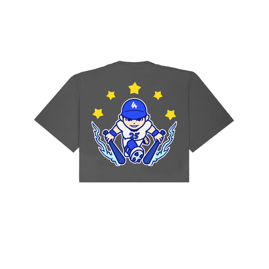 Chunkytani Tommy Two Hands Cropped T-Shirt - Shadow