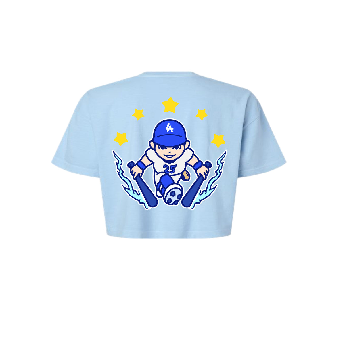 Chunkytani Tommy Two Hands Cropped T-Shirt - Light Blue