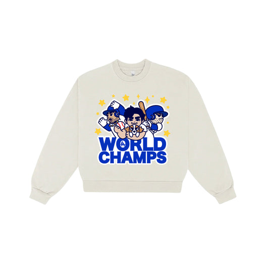 Chunky World Champs Cropped Mock Neck Sweater - Off-White - PREORDER