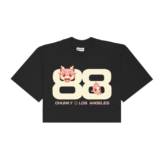 Chunky 88 Dragons Cropped T-Shirt - Black