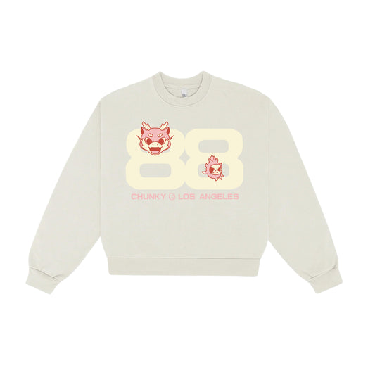 Chunky 88 Dragons Cropped Mock Neck Pullover - Cement