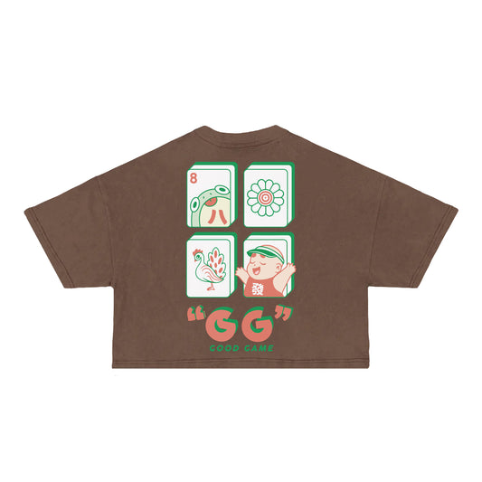 Mahjong Good Game Cropped T-Shirt - Mocha