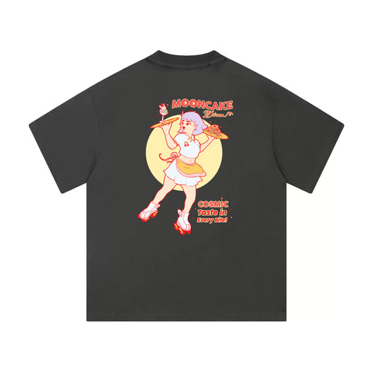 Chunky Mooncake Diner Roller Girl Mid-Cropped T-Shirt - Dark Gray