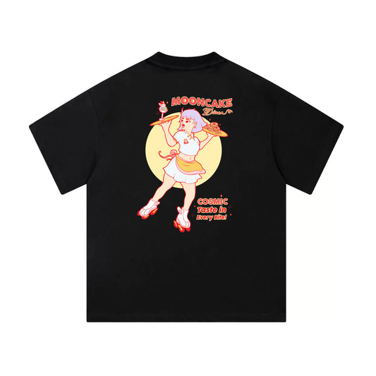 Chunky Mooncake Diner Roller Girl Mid-Cropped T-Shirt - Black