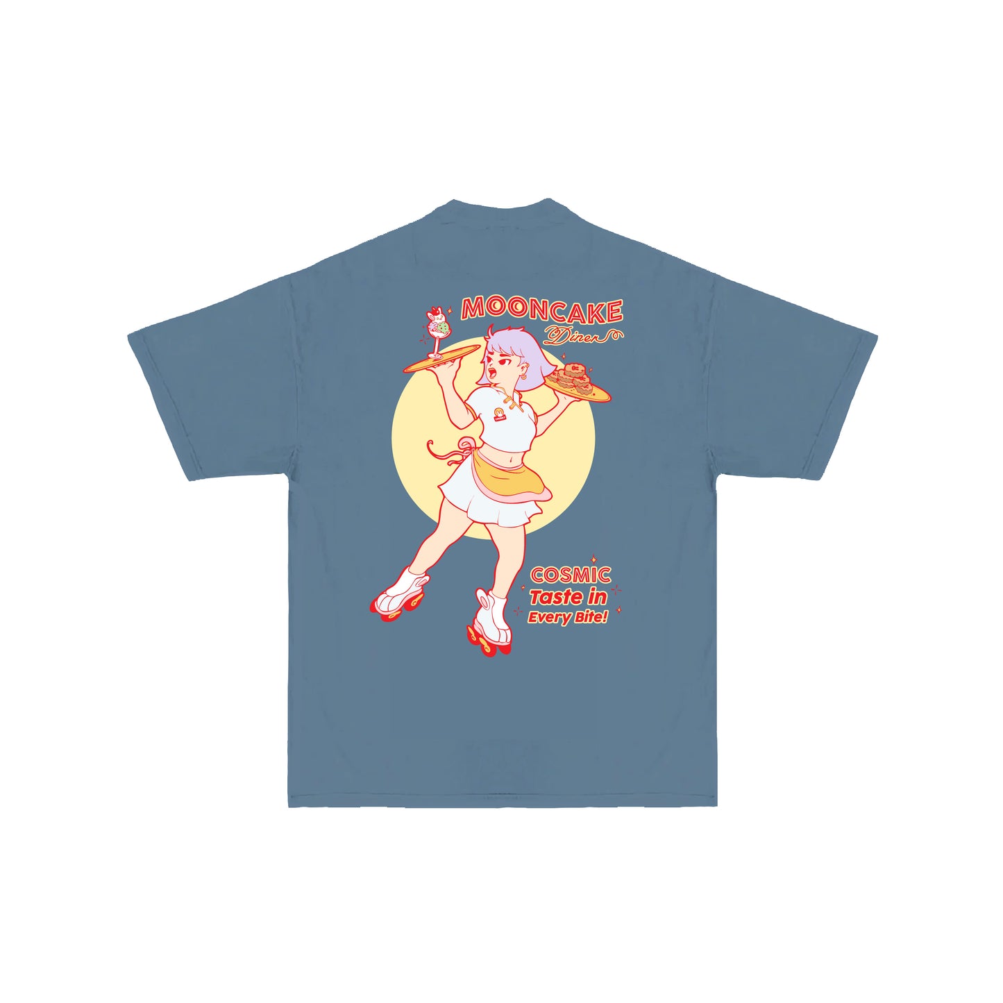 Chunky Mooncake Diner Roller Girl T-Shirt - Denim Blue