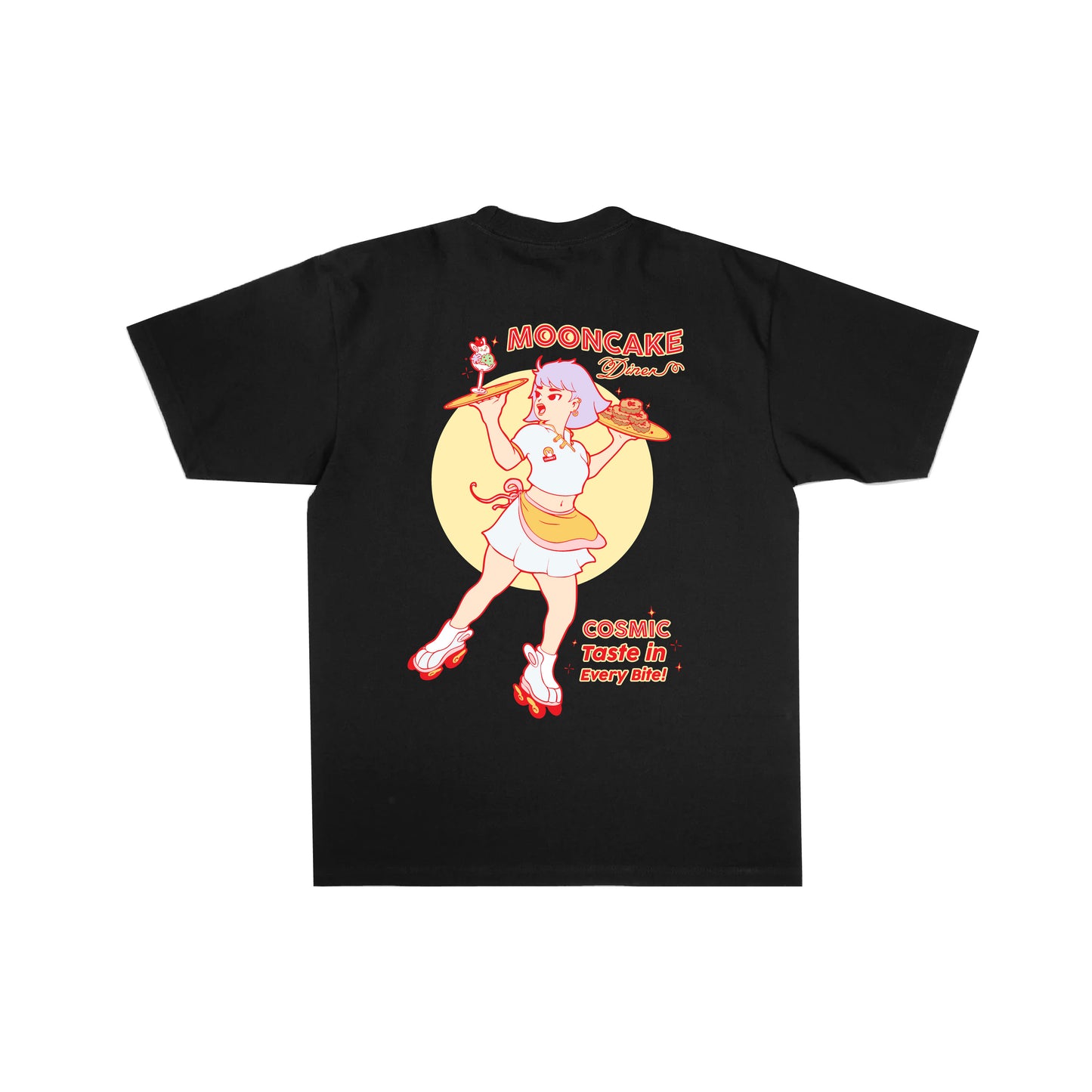 Chunky Mooncake Diner Roller Girl T-Shirt - Black